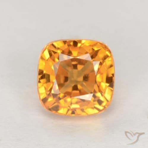 0.66ct Deep Orange-Gold Sapphire, Cushion Cut, 4.4x4.4 mm