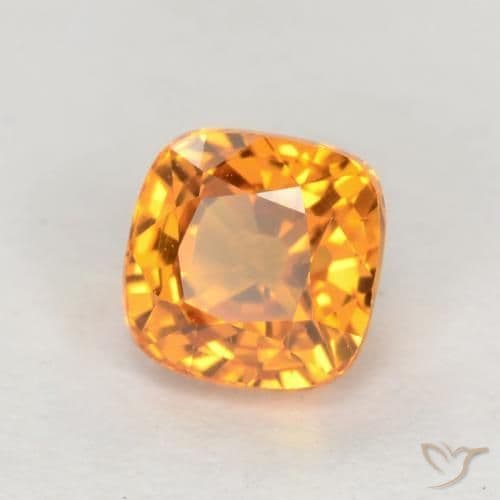 0.66ct Deep Orange-Gold Sapphire, Cushion Cut, 4.4x4.4 mm