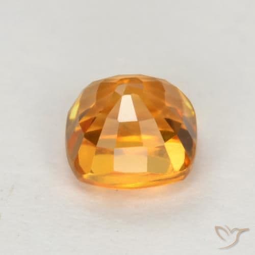 0.66ct Deep Orange-Gold Sapphire, Cushion Cut, 4.4x4.4 mm