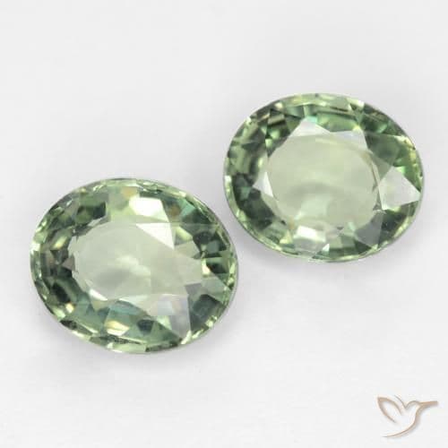 1.58ct Medium Light Green Sapphire, Oval Cut, 6.1x5.1 mm