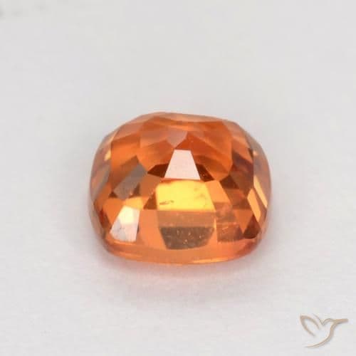 0.50ct Bright Orange Sapphire, Cushion Cut, 4.3x4.3 mm