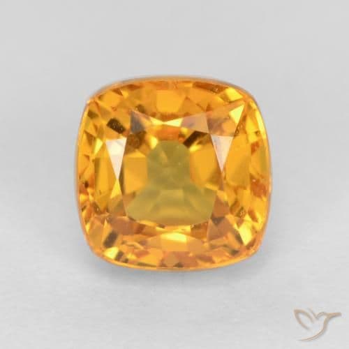 0.77ct Deep Orange-Gold Sapphire, Cushion Cut, 4.6x4.5 mm