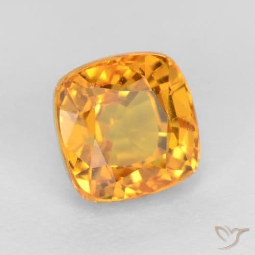 0.77ct Deep Orange-Gold Sapphire, Cushion Cut, 4.6x4.5 mm