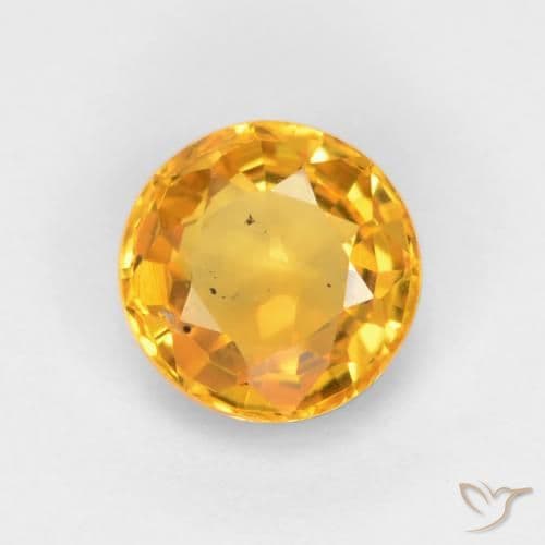0.55ct Deep Golden Orange Sapphire, Round Cut, 4.83 mm