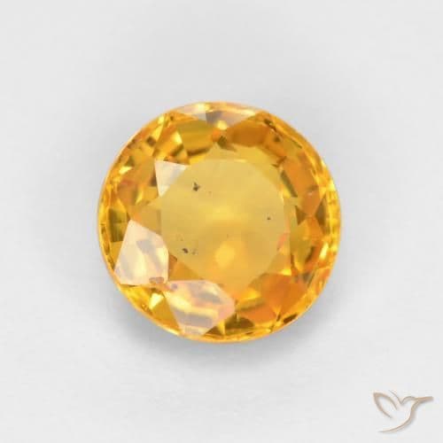 0.55ct Deep Golden Orange Sapphire, Round Cut, 4.83 mm