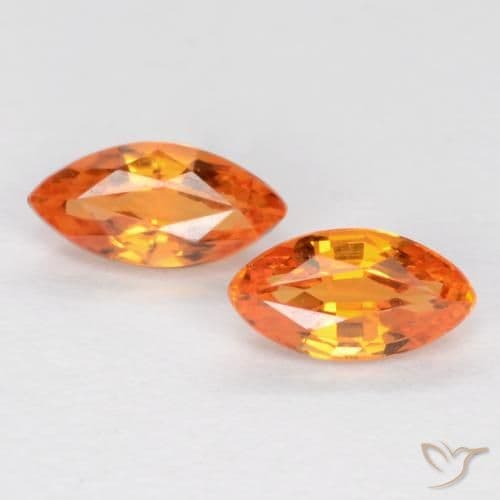 1.15ct Natural Amber Orange Sapphire, Marquise, 4.9x2.5 mm