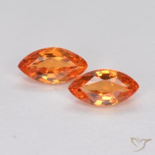 0.39ct Natural Medium Orange Sapphire, Marquise, 4.9x2.6 mm