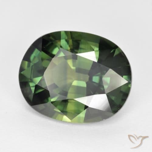 6.06ct Natural Earthy Green Sapphire, Oval Cut, 12.4x9.9 mm