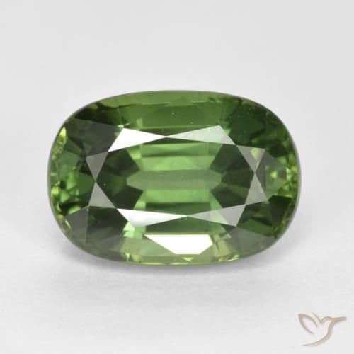 4.44ct Natural Warm Green Sapphire, Oval Cut, 10.7x7.4 mm