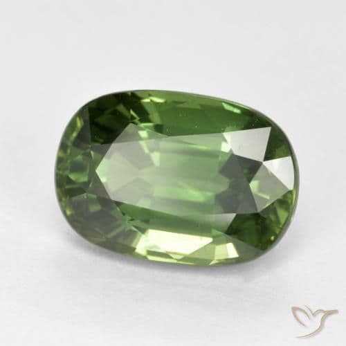 4.44ct Natural Warm Green Sapphire, Oval Cut, 10.7x7.4 mm