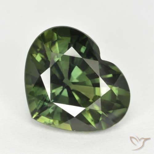 5.30ct Natural Deep Green Sapphire, Heart Shape, 11.7x9.7 mm