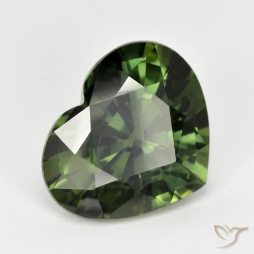 5.30ct Natural Deep Green Sapphire, Heart Shape, 11.7x9.7 mm