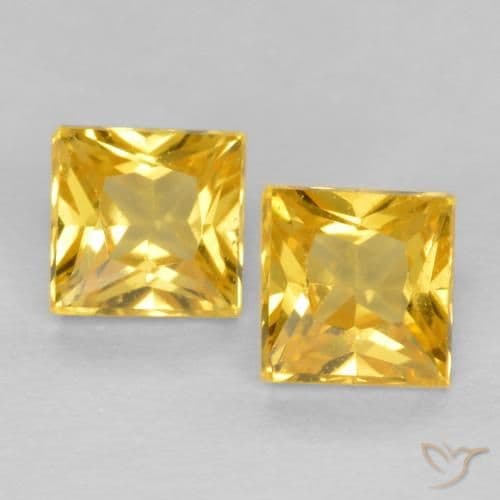 0.58ct Natural Deep Yellow Sapphire, Square, 3.4x3.3 mm