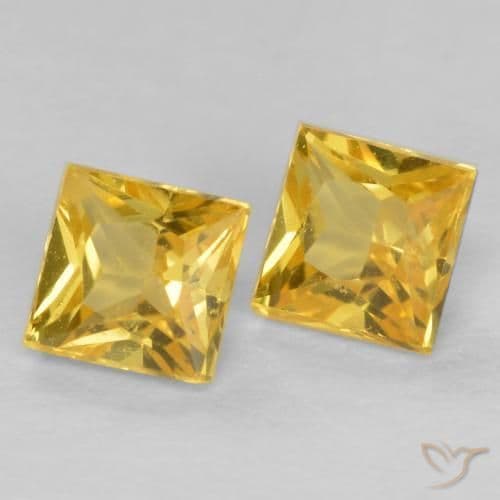 0.58ct Natural Deep Yellow Sapphire, Square, 3.4x3.3 mm