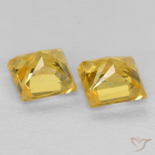 0.58ct Natural Deep Yellow Sapphire, Square, 3.4x3.3 mm