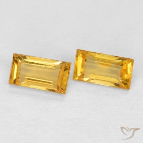 0.47ct Natural Golden Orange Sapphire, Baguette, 4.5x2.4 mm
