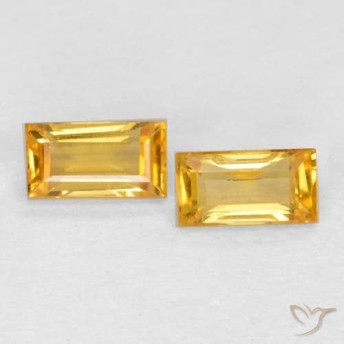0.47ct Natural Golden Orange Sapphire, Baguette, 4.5x2.4 mm