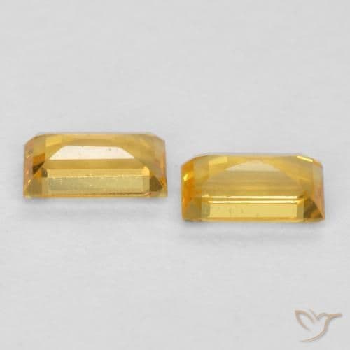 0.47ct Natural Golden Orange Sapphire, Baguette, 4.5x2.4 mm