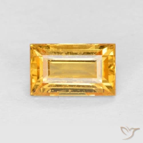 0.41ct Natural Golden Orange Sapphire, Baguette, 5.1x3.1 mm