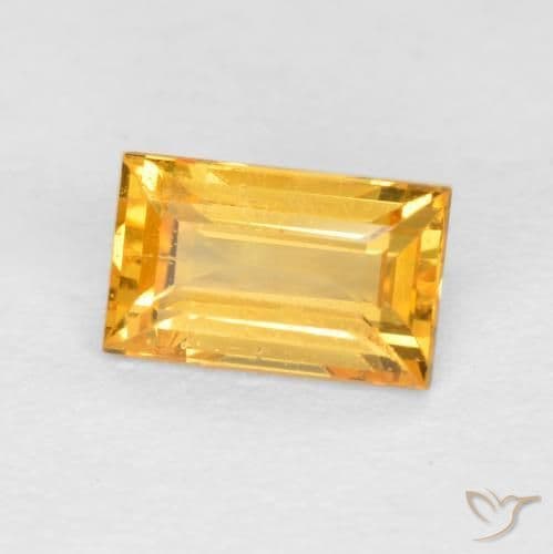 0.41ct Natural Golden Orange Sapphire, Baguette, 5.1x3.1 mm