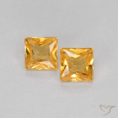 0.51ct Natural Orange-Gold Sapphire, Square, 3.3x3.3 mm