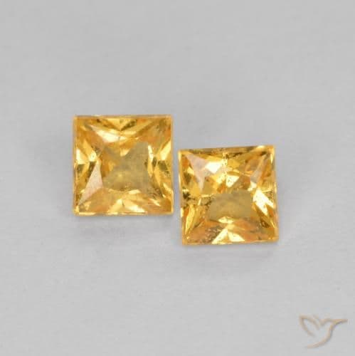 0.52ct Natural Orange-Gold Sapphire, Square, 3.3x3.3 mm