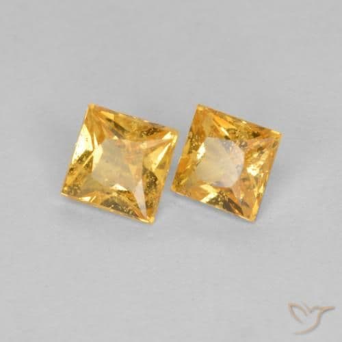 0.52ct Natural Orange-Gold Sapphire, Square, 3.3x3.3 mm