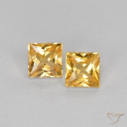 0.50ct Natural Medium Gold Sapphire, Square, 3.3x3.3 mm