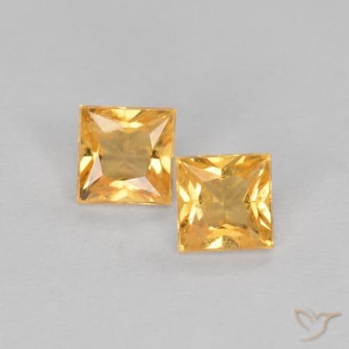 0.52ct Natural Medium Orange Sapphire, Square, 3.3x3.3 mm