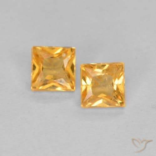 0.52ct Natural Medium Orange Sapphire, Square, 3.3x3.3 mm