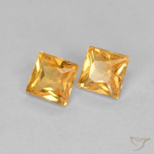 0.52ct Natural Medium Orange Sapphire, Square, 3.3x3.3 mm
