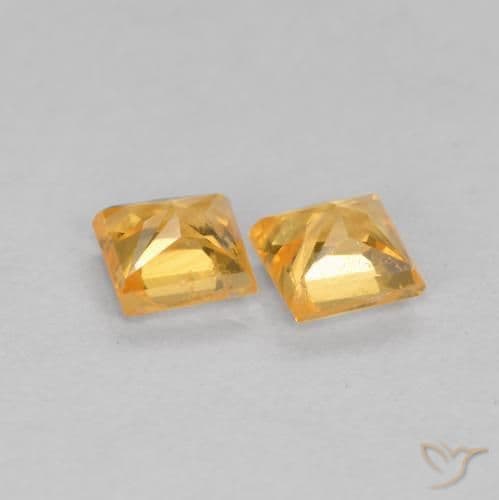 0.52ct Natural Medium Orange Sapphire, Square, 3.3x3.3 mm