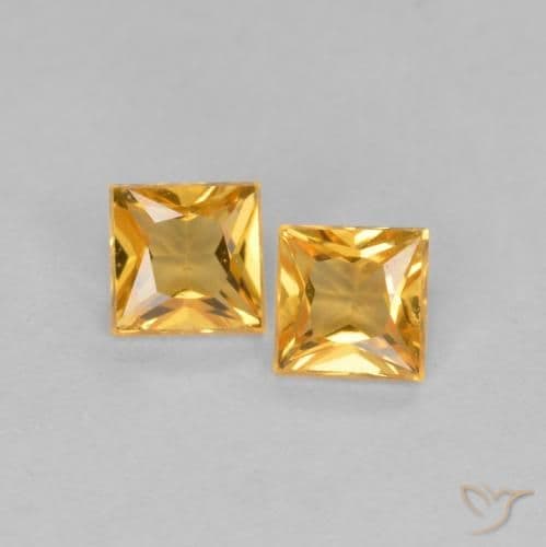 0.47ct Natural Orange-Gold Sapphire, Square, 3.2x3.2 mm