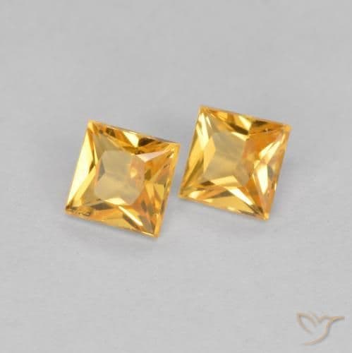 0.47ct Natural Orange-Gold Sapphire, Square, 3.2x3.2 mm