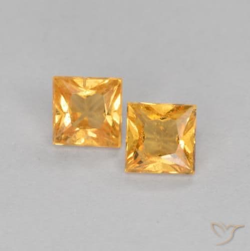 0.49ct Natural Orange-Gold Sapphire, Square, 3.2x3.2 mm