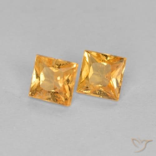 0.49ct Natural Orange-Gold Sapphire, Square, 3.2x3.2 mm