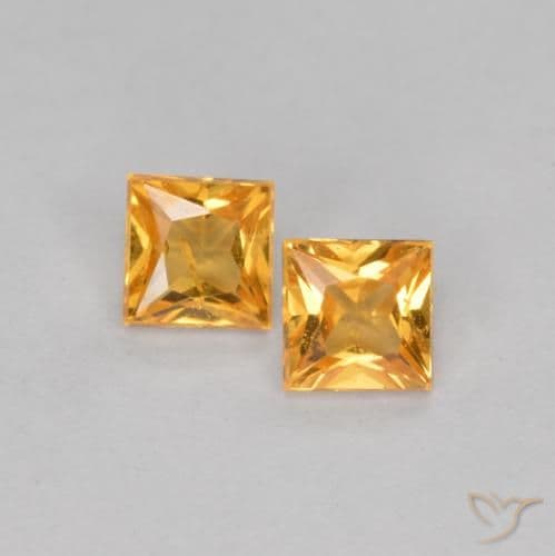 1.44ct Natural Deep Golden Orange Sapphire, Square, 3.1x3 mm