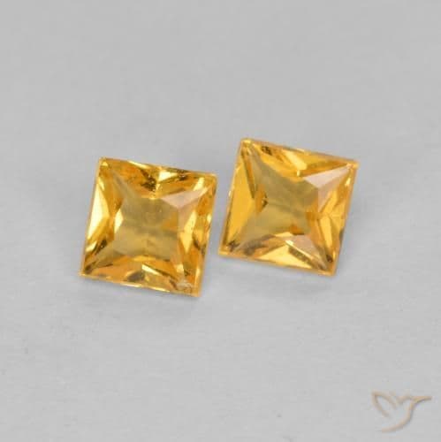 0.47ct Natural Medium Orange Sapphire, Square, 3.2x3.1 mm