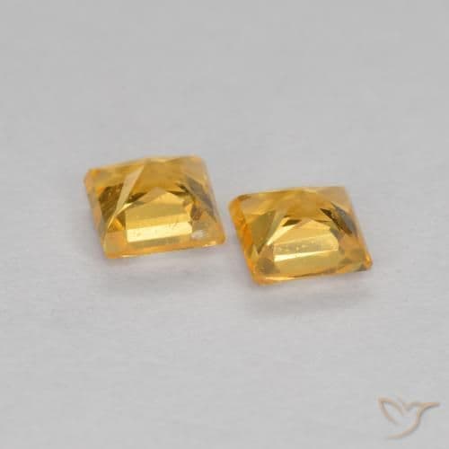 0.47ct Natural Medium Orange Sapphire, Square, 3.2x3.1 mm