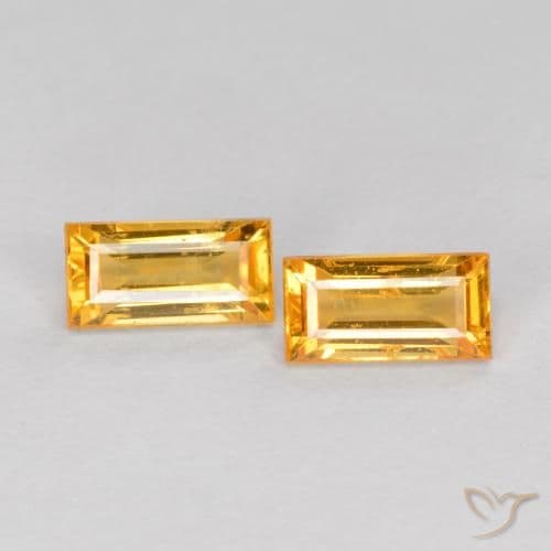 0.26ct Natural Medium Orange Sapphire, Baguette, 4.9x2.6 mm