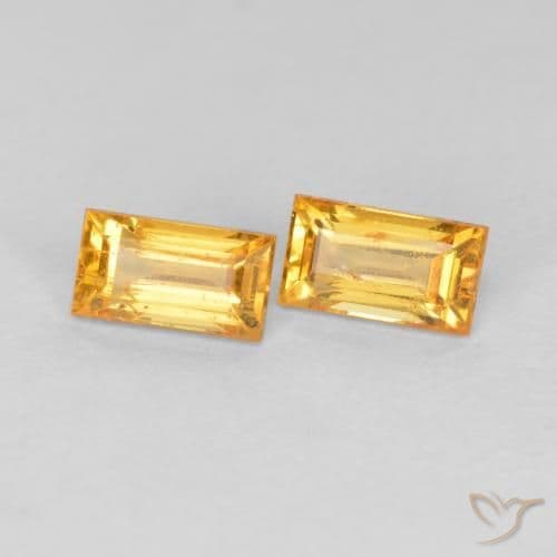 0.60ct Natural Golden Orange Sapphire, Baguette, 4.8x2.6 mm