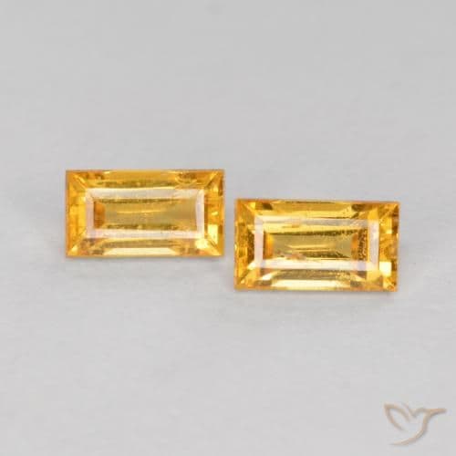 0.60ct Natural Golden Orange Sapphire, Baguette, 4.8x2.6 mm