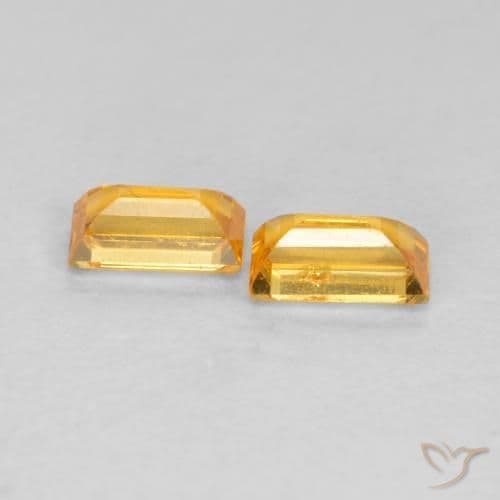 0.60ct Natural Golden Orange Sapphire, Baguette, 4.8x2.6 mm