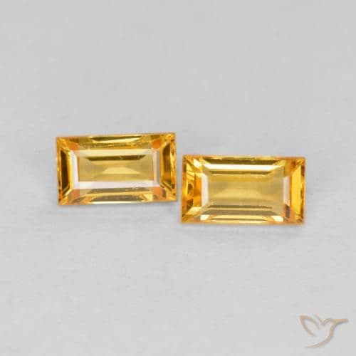 0.50ct Deep Golden Orange Sapphire, Baguette, 4.6x2.5 mm
