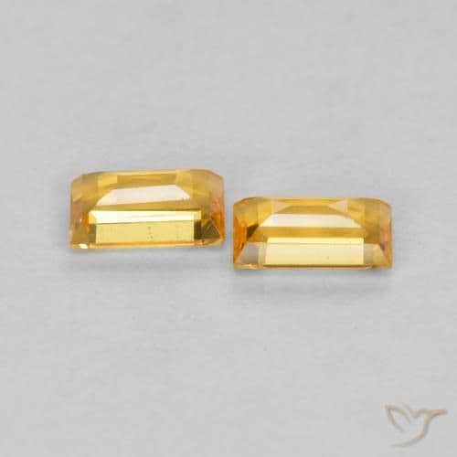 0.50ct Deep Golden Orange Sapphire, Baguette, 4.6x2.5 mm