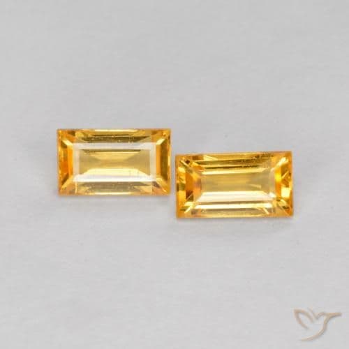 0.48ct Deep Golden Orange Sapphire, Baguette, 4.4x2.5 mm