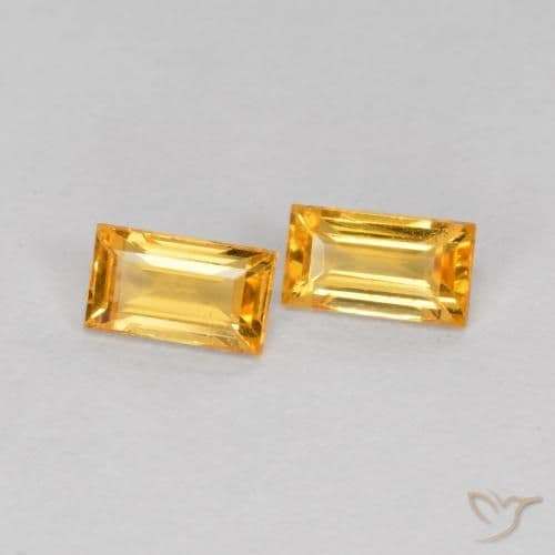 0.48ct Deep Golden Orange Sapphire, Baguette, 4.4x2.5 mm