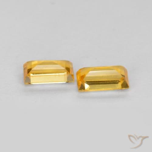 0.48ct Deep Golden Orange Sapphire, Baguette, 4.4x2.5 mm