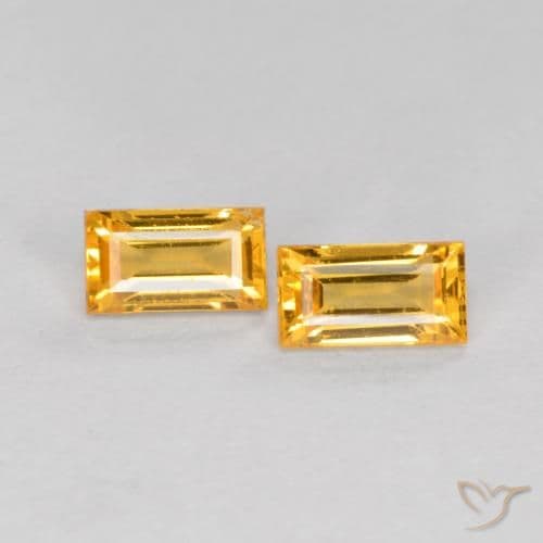 0.52ct Deep Golden Orange Sapphire, Baguette, 4.6x2.5 mm