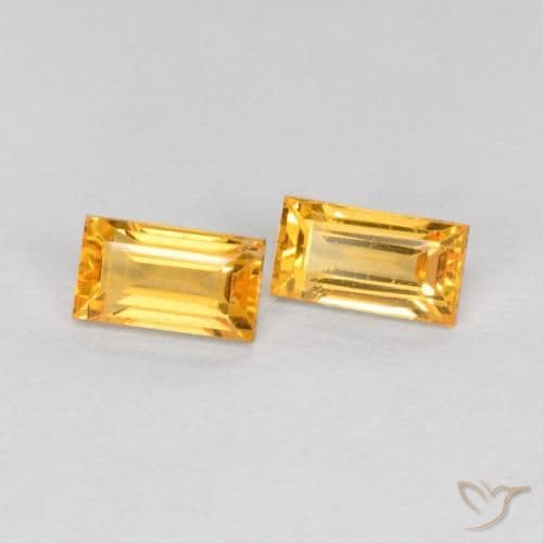 0.52ct Deep Golden Orange Sapphire, Baguette, 4.6x2.5 mm